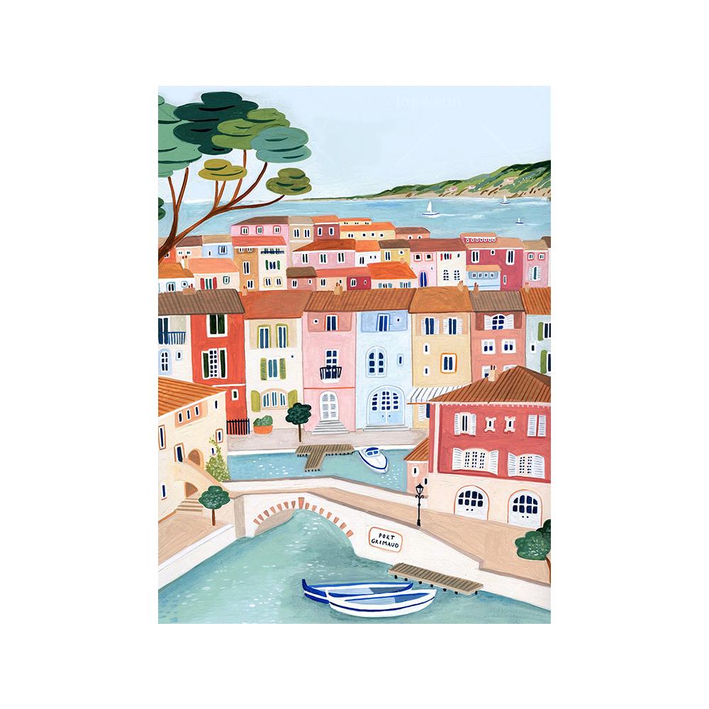 Nordic Travel City Poster Italian Paris Rome Marrakech Landscape Art Canvas Painting Housewarming Gift Wall Pictures Home Decor