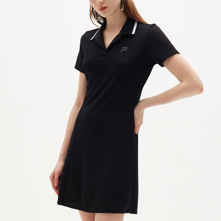 New FILA Short Sleeved Dress Women's Jet Black F11W138351FBK