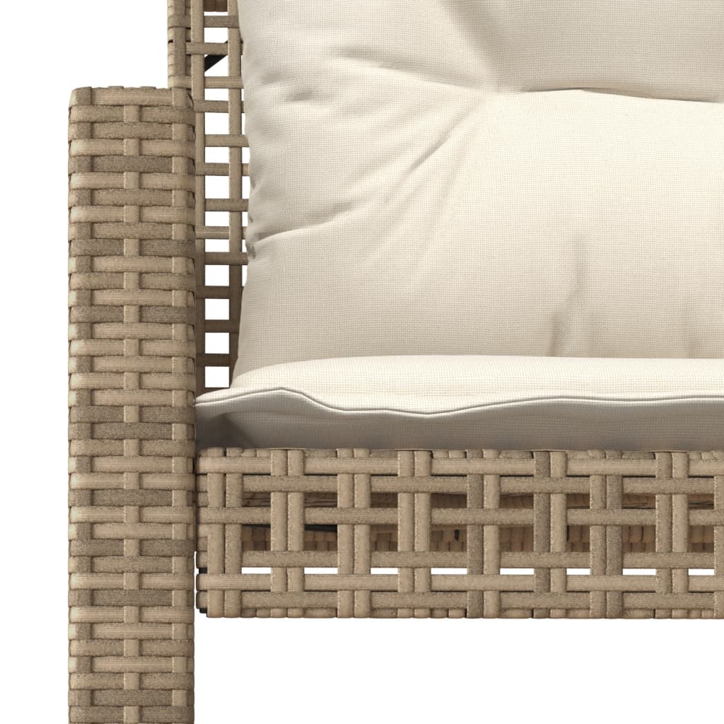 4 Piece Outdoor Sofa Set with Cushions Beige Poly Rattan Glass Table