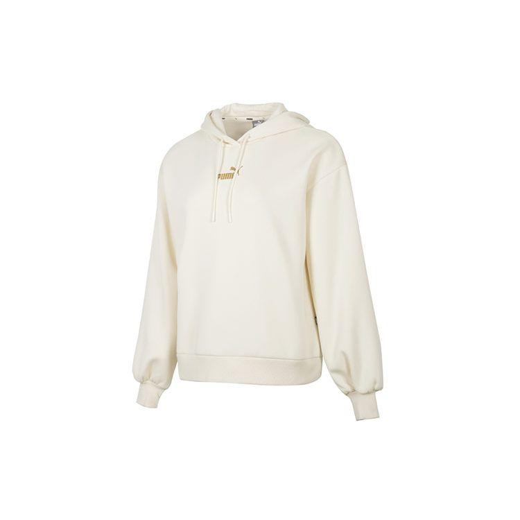 Puma Winterized Hoodie Logo Fleece Pullover Sweatshirt Women Hoodies Ivory 848251-73