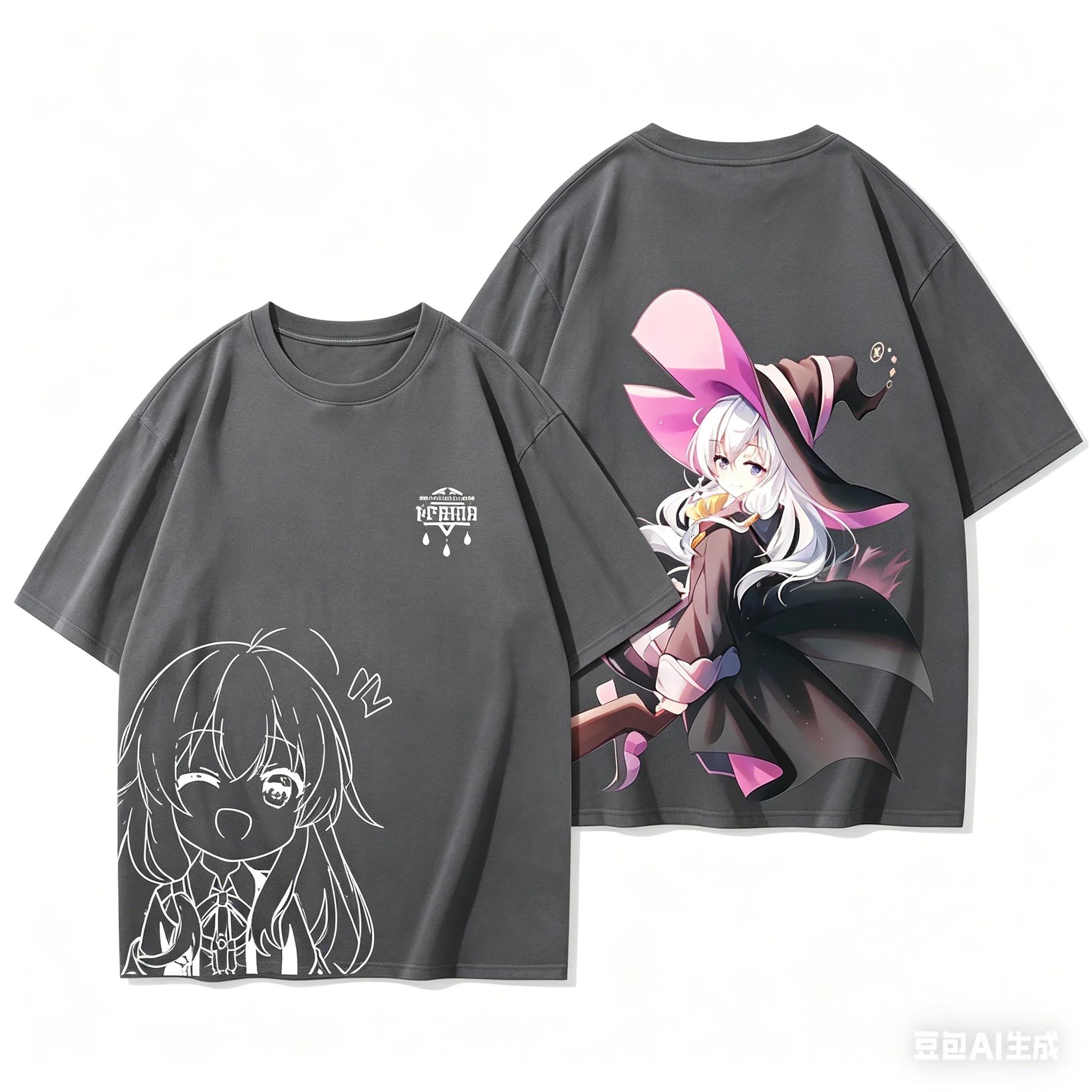 

Wandering Witch The Journey of Elaina Anime Lover Washed T-shirt Year round clothing personality Clothes Plus Size Unisex gift L