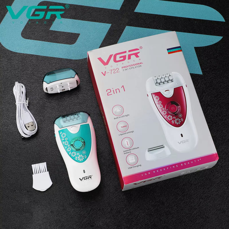 Original VGR V-722 Multifunktions-Damenrasierer Elektrischer Epilierer Haarentfernung Körperreinigung Universeller Heim-Augenbrauentrimmer Langlebige Körperpflege