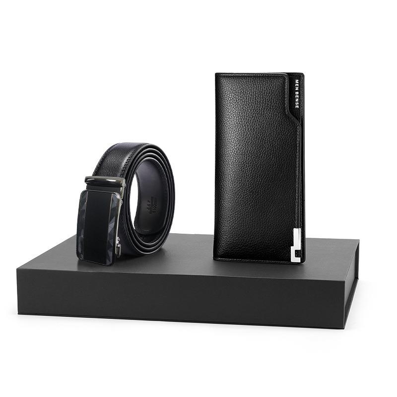 Ew schwarze Geldbörse Geldbörse Gürtel Set Herren Rindsleder Geschenkset Kombination Business Gürtel