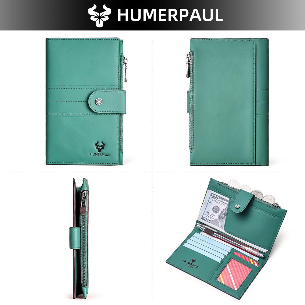 Humerpaul Ladies Leather Wallet Large-capacity Wallet Multi-function Coin Purse First Layer Cowhide Wallet Passport Holder Travel Card Holder