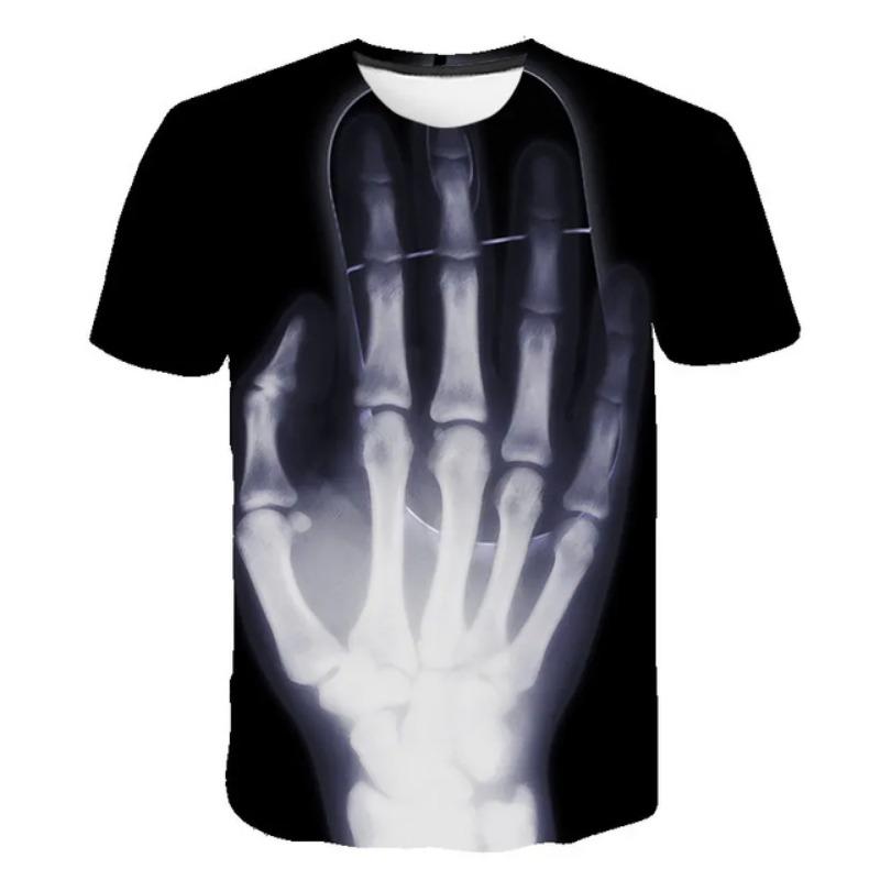 Halloween Big Palm Pattern Print T-Shirt For Men Summer Fashion Short Sleeve  T Shirt Women Street Casual Oversized Clothing