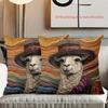2D flat printing Colorful Llama Patterned Pillow for Home Decor Polyester pillowcase sofa decorative cushion cover