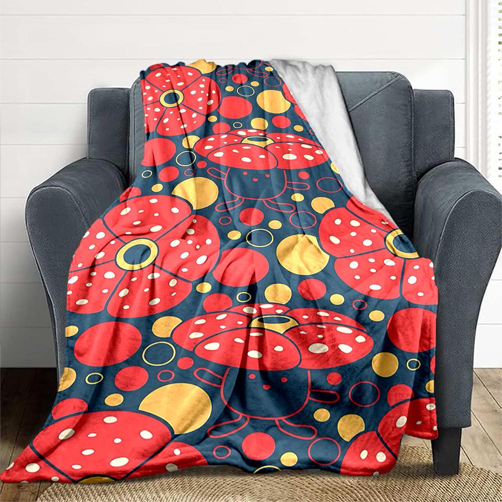 1pc Flower Dots Blanket, Lightweight Flannel Throw Blanket For Sofa, Bed, Travel, Camping, Living Room, Office, Couch, Chair, And Bed