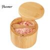 Rustic Kitchen Spice Organizer Wood Salt Container with Swivel Magnetic Lid, Built-in Spoon Seasoning Jar Jar, Moisture Proof for Countertop Solid Box