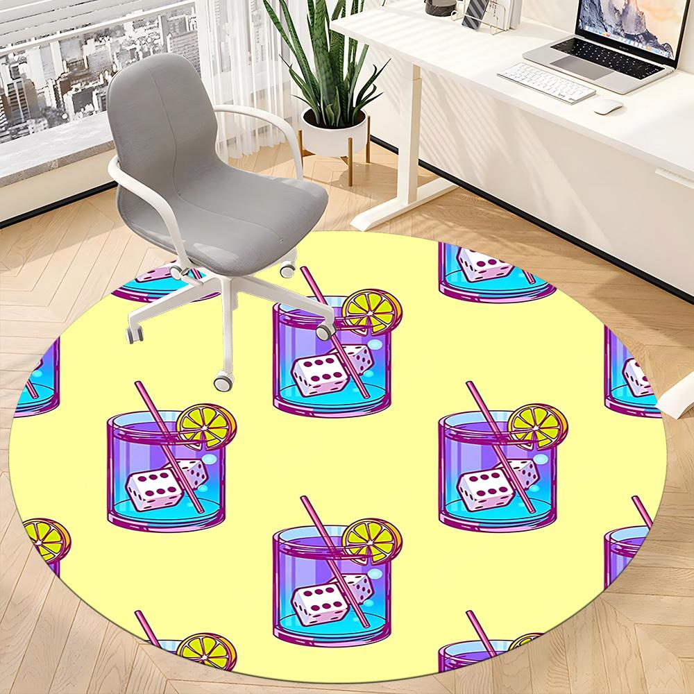 1pc Dice Cocktail Pattern Chair Carpet for Office Non Slip, Lightweight, Machine Washable Rug for Office Holiday Decor