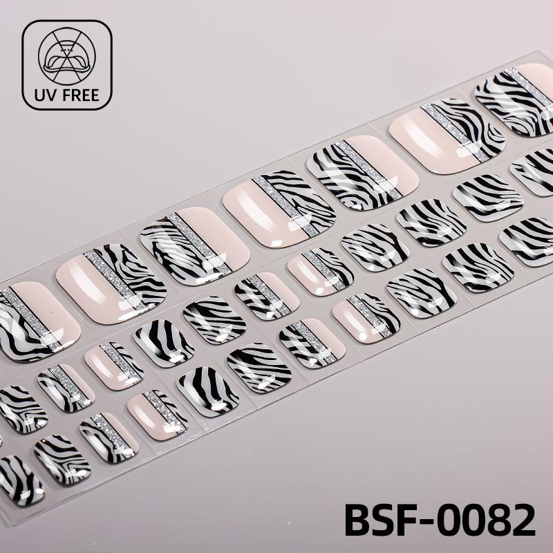 Popular Style New 3D Waterproof Nail Sticker Plastic UV Free Nail Wraps Toe Wraps