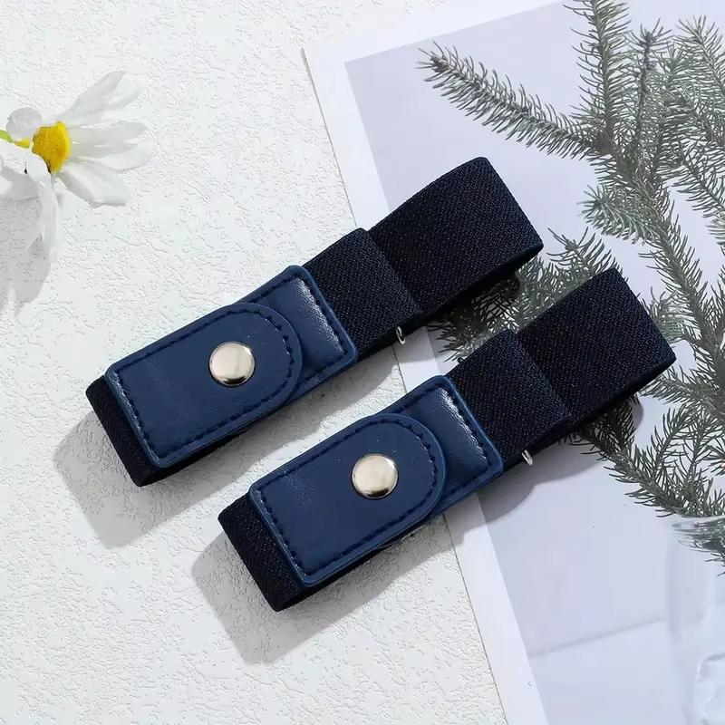

2pcs/set No Buckle Elastic Belt For Women Men Unisex Stretch Belt Pants Jeans Casual Buckle Free Adjustable Invisible Belt