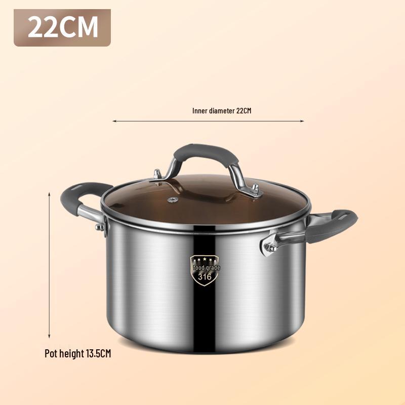 Extra-High 316L Stainless Steel Steamer Pot, Rivet-Free, Anti-Scald, Large Capacity for Porridge/Soup
