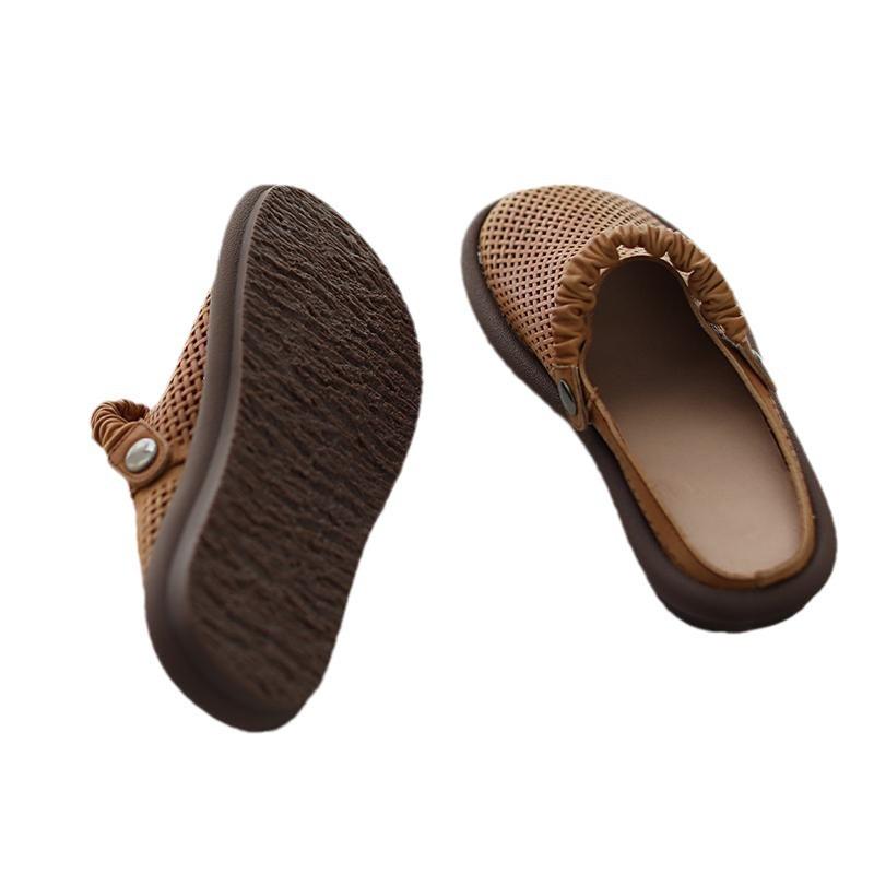 Baotou Cool Slippers Women's 2025 Spring and Summer New Breathable Versatile Beef Tendon Soft Bottom Round Head Flat Bottom Two Wearing Sandals Women