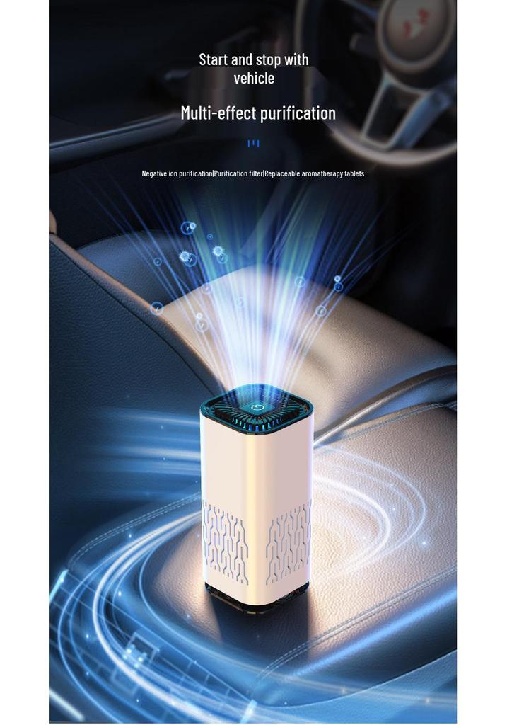 USB Air Purifier with Activated Carbon Filter and Aroma, Removes Odors and Formaldehyde, for Car, Home, or Desktop.