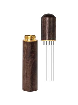 Leeseph Espresso Coffee Stirrer 5 Needles 0.4mm Espresso Distribution Tools, Natu0ral Wood Handle and Stand Easy To Clean