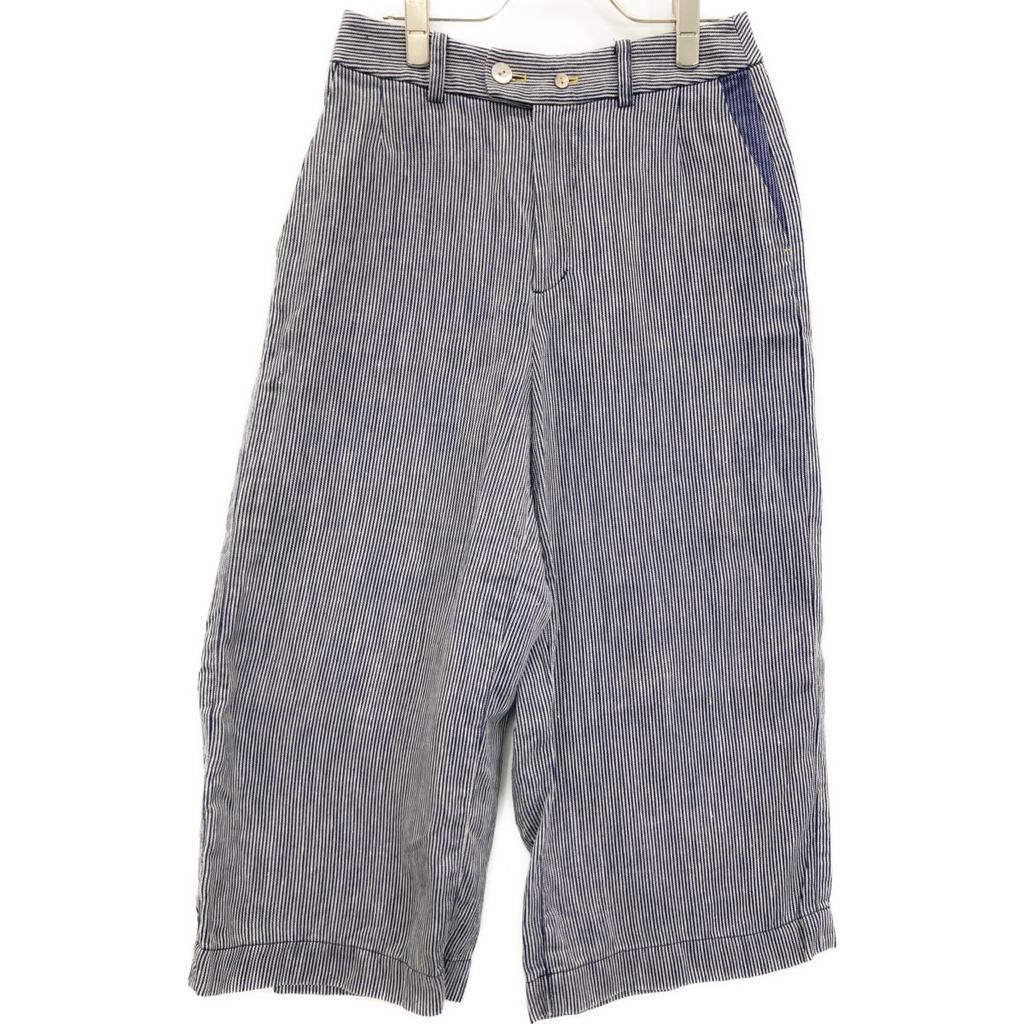 Pallas Palace [Made In 2011] PFPT-3476B Striped Gaucho Pants/ Bottoms 2 Navy / WhiteUsed