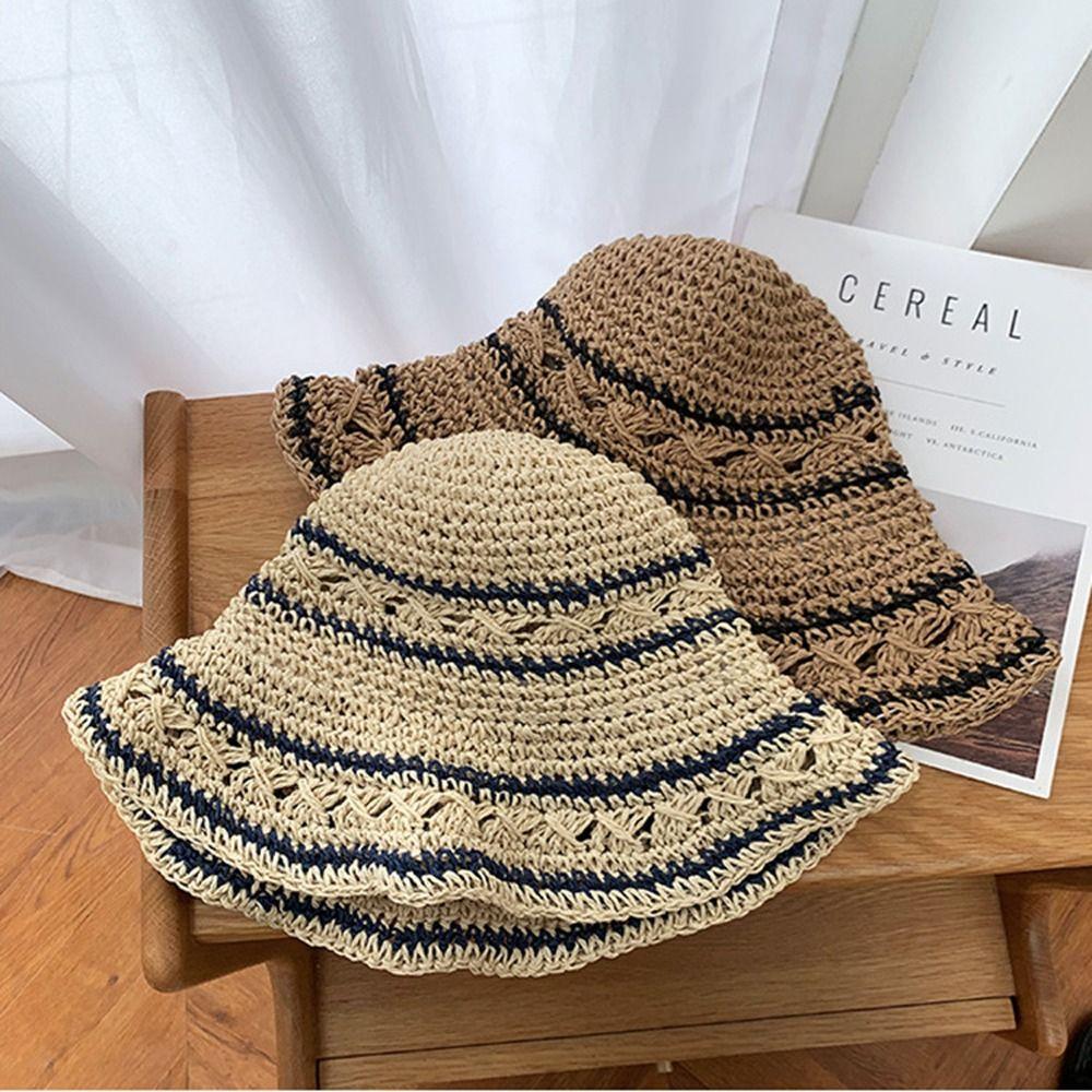 

Sun Protection Anti-UV Straw Weave Bucket Hat Beach Sunshade Hat Summer Sun Hat Women Fisherman Cap хаки