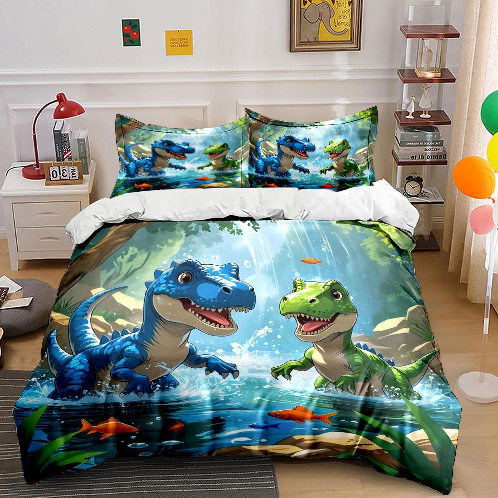 Dinosaur Kids Playset Adventure Multiple Sizes Kid'S And Adults' Bedroom Exquisite 3Pc Bedding Set, Gift