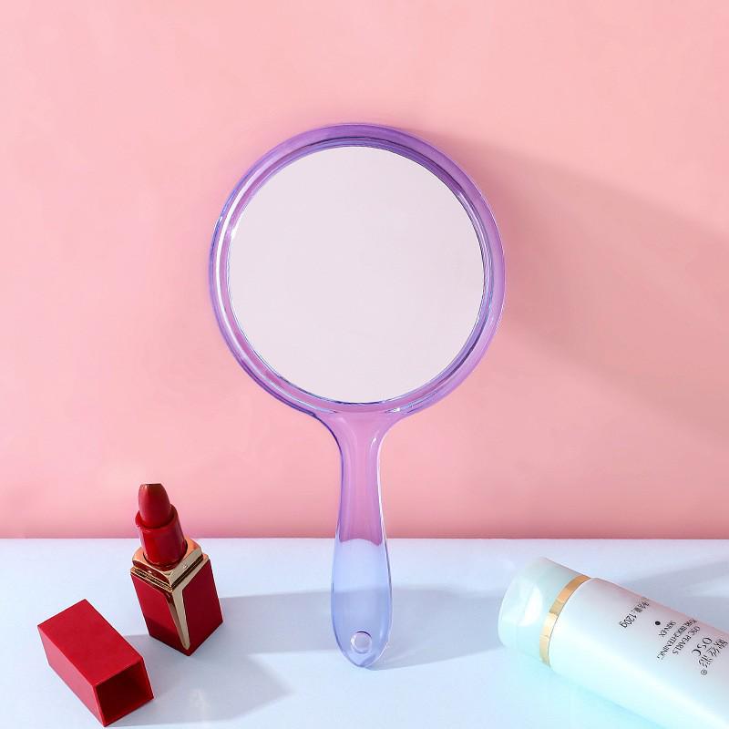 Large Portable Double-Sided Makeup Mirror with Handle - One Side Magnifying, Transparent & Travel-Friendly