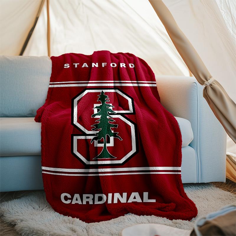 Stanford Cardinal logo printed throw blanket—lightweight,soft,warm;versatile blanket for all seasons—perfect as &air-conditioning throw,nap blanket