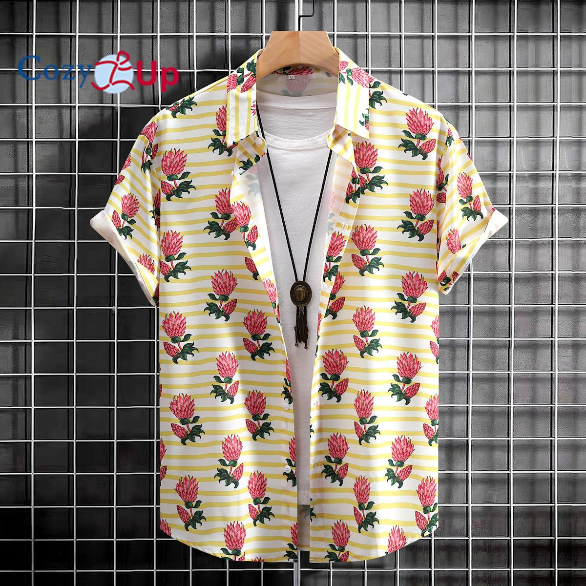 Уютные мужские повседневные рубашки с цветочным принтом — фото 10