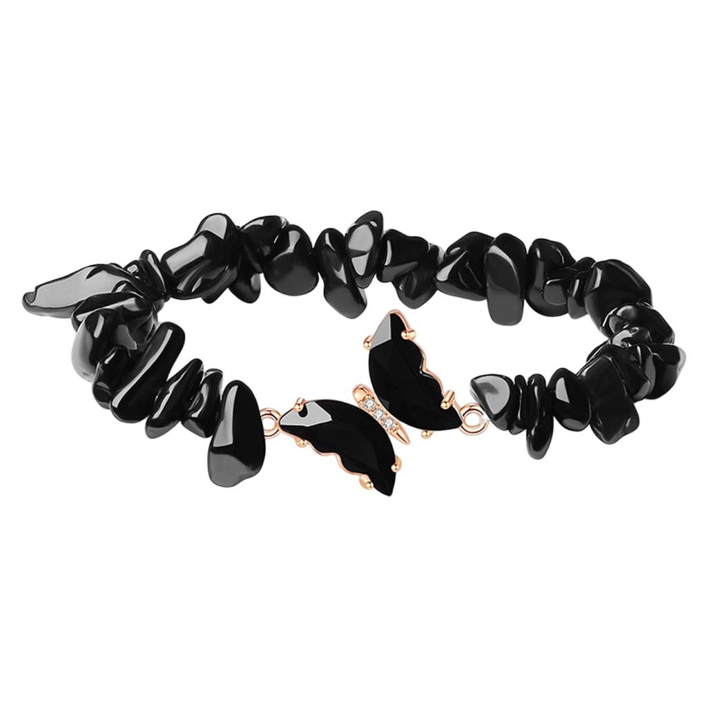 Natural Crystals Stone Bracelet With Butterfly Charm Adjustable Design Healing Energy Jewelry For Relaxation