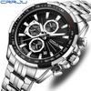 CRRJU New Watch 2305 Men's Watch Solid Stainless Steel with Six-pin Steel Strap Business Watch