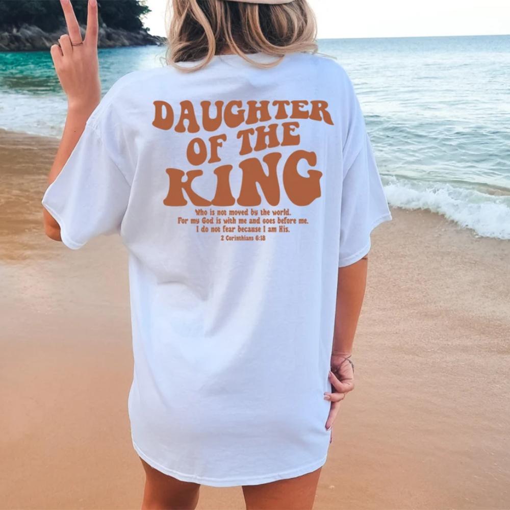 Daughter of The King T Shirt Aesthetic Christian Shirt Womens Religious Shirts Bible Verse Shirts Christian Gift Women Clothing S