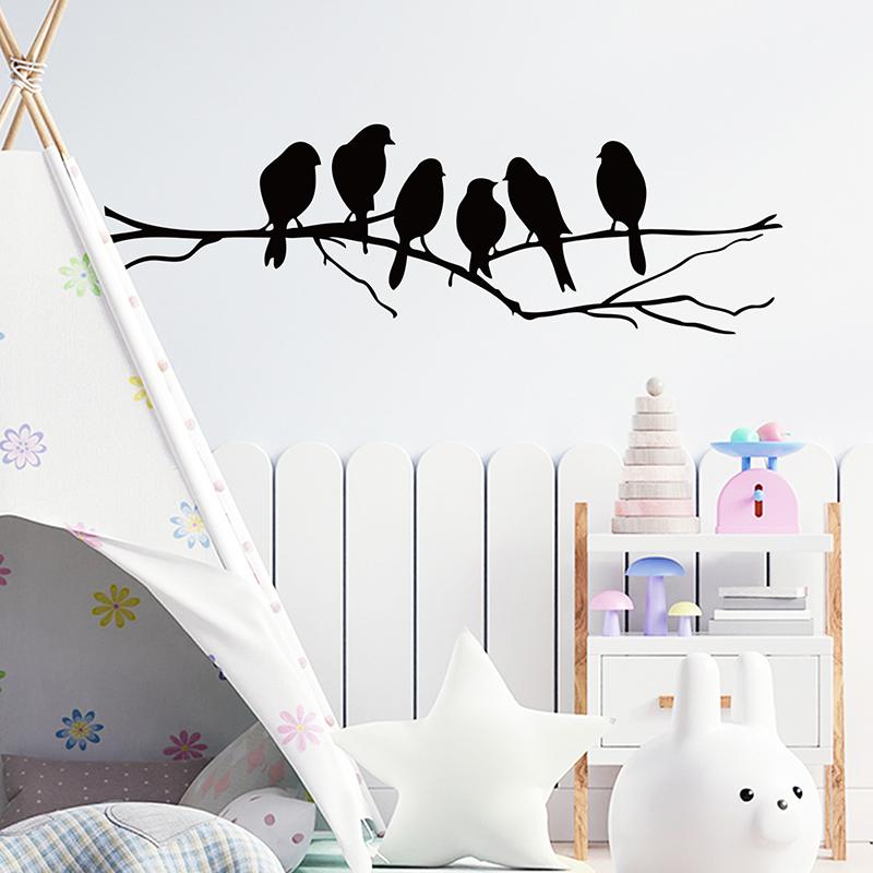 

Simple Tree Branches Bird Background Wall Paste Living Room Bedroom Study Home Decoration Can Be Removed Wall Paste чёрный