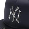 New Era 59FIFTY Cap MLB New York Yankees NY Navy Blue with MLB Rhinestone ONSPOTZ and Flat Deep Gill UV Trendy Functional Hat (14693451 NER36C9259)