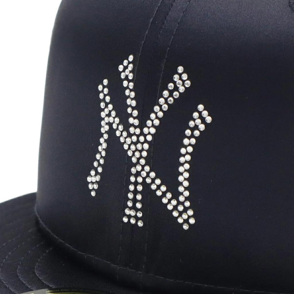 New Era 59FIFTY Cap MLB New York Yankees NY Navy Blue with MLB Rhinestone ONSPOTZ and Flat Deep Gill UV Trendy Functional Hat (14693451 NER36C9259)