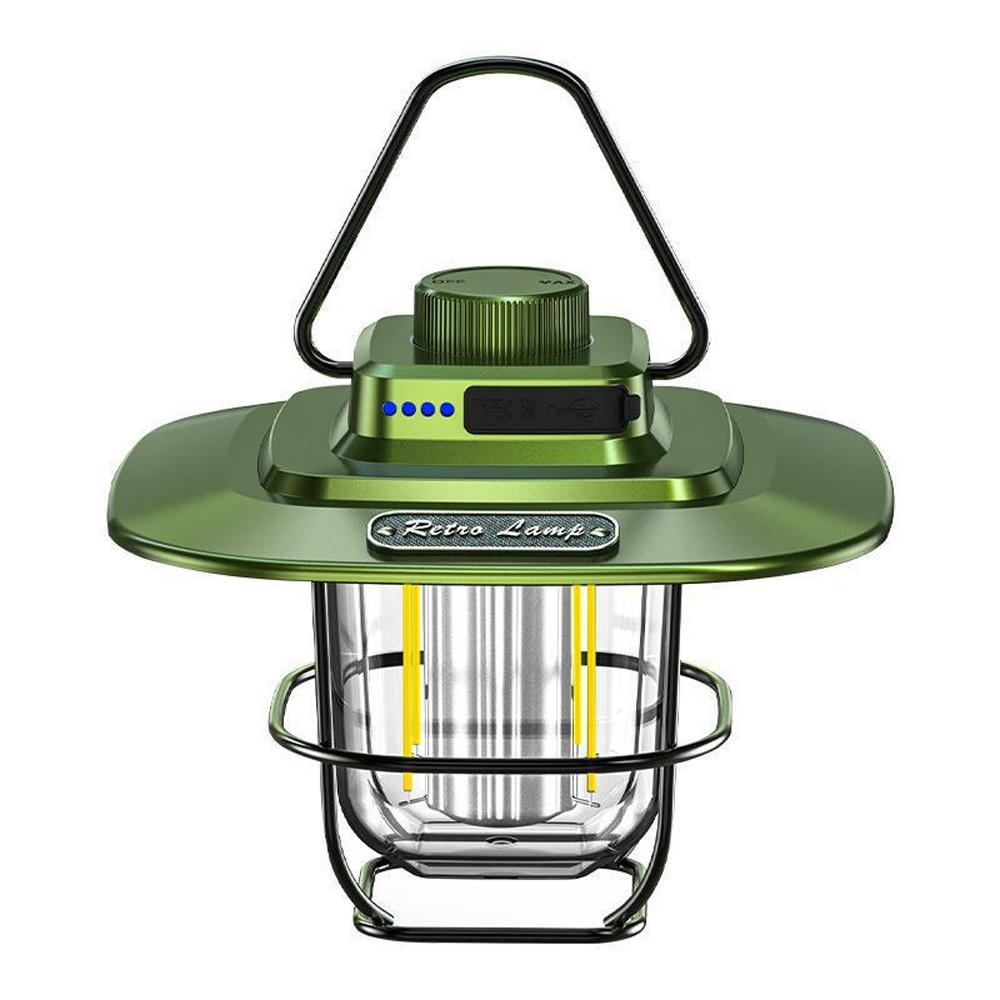 Retro Camping Light LED Campsite Lantern Rechargeable Tent Lamp Waterproof Portable Power Bank