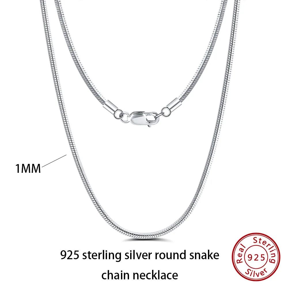Effie Queen 100% 925 Silver Basic Chain Necklaces Box/Snake/Chopin/Figaro Beaded Chain 40-60cm Unisex DIY Casual Wear