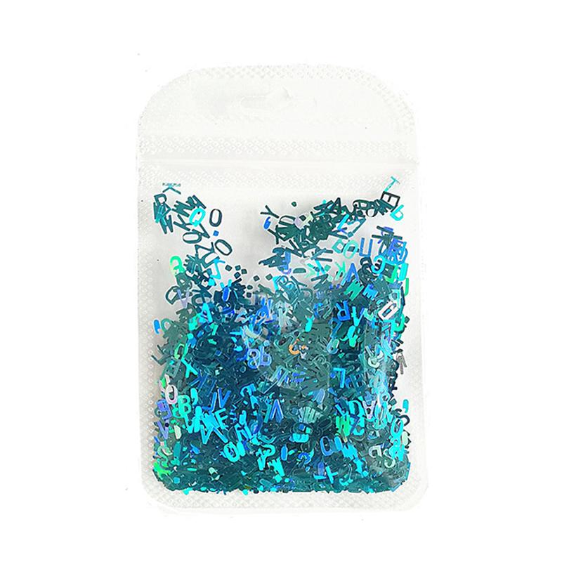 Holographic Glitter English Alphabet Flakes For Epoxy Resin Filling Laser Letter