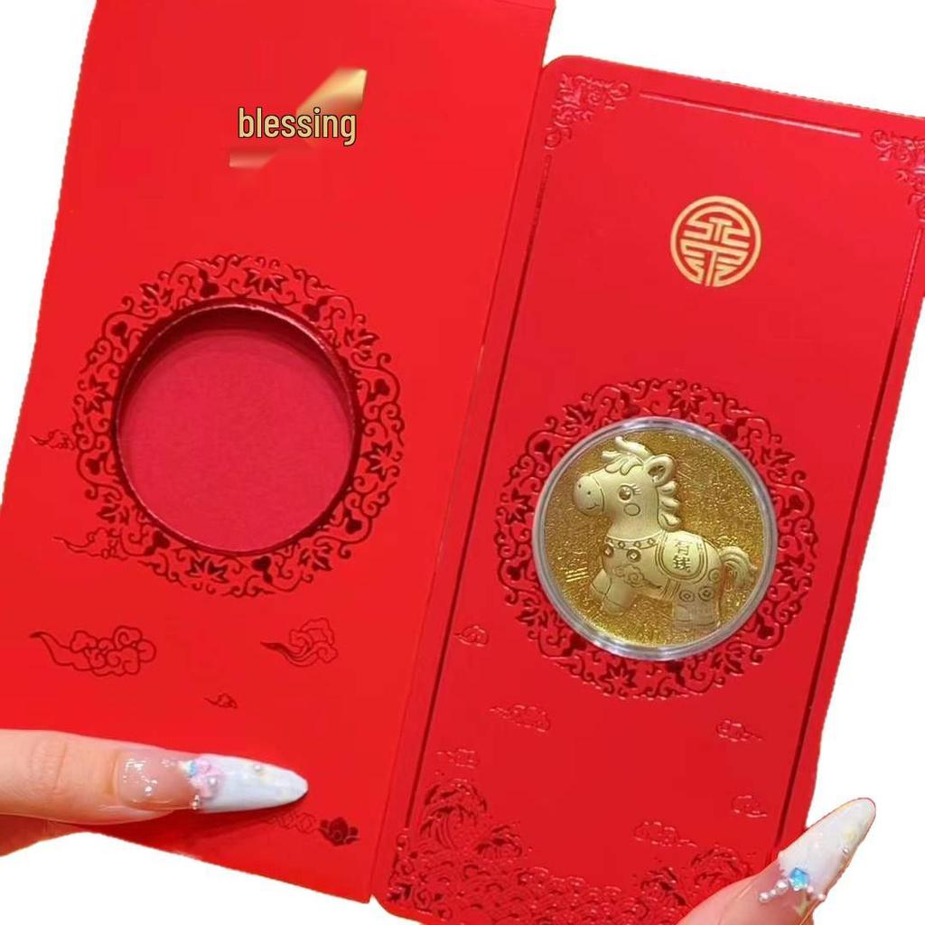 Auspicious Year of the Horse Gold Coin Red Envelope Commemorative New Year Gift.