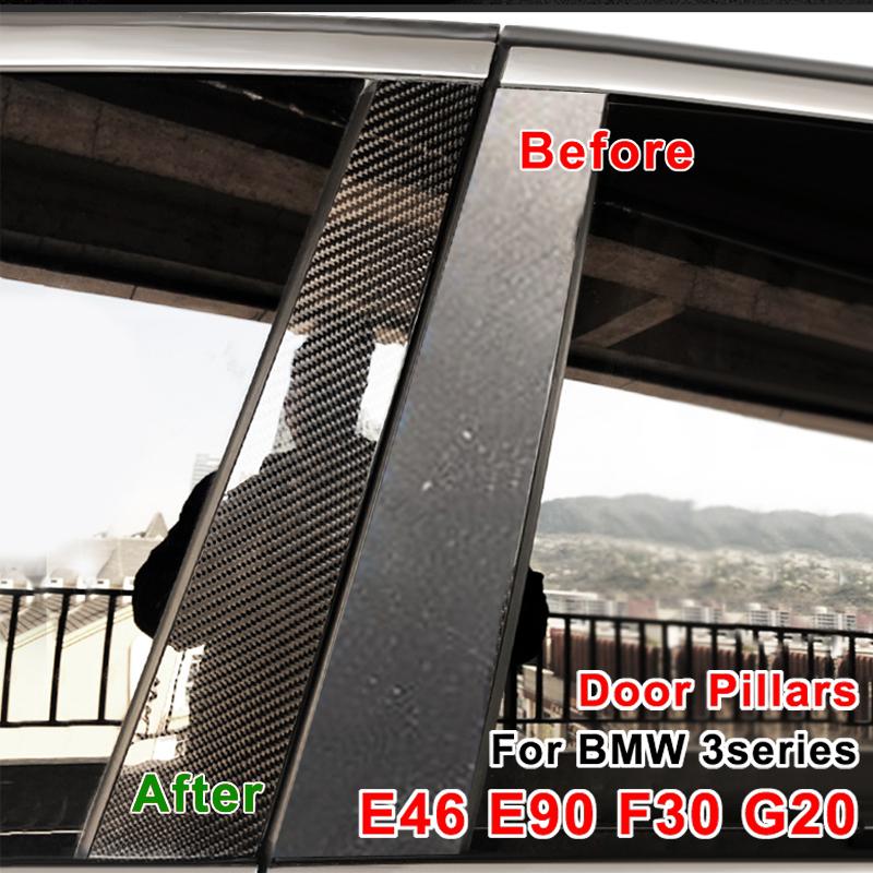 Kohlefaser Auto Fenster B-Säulen Verkleidung Aufkleber Für BMW F30 E46 E90 G20 318i 325i 320i 328i Türsäulen Folien Wrap Auto Zubehör