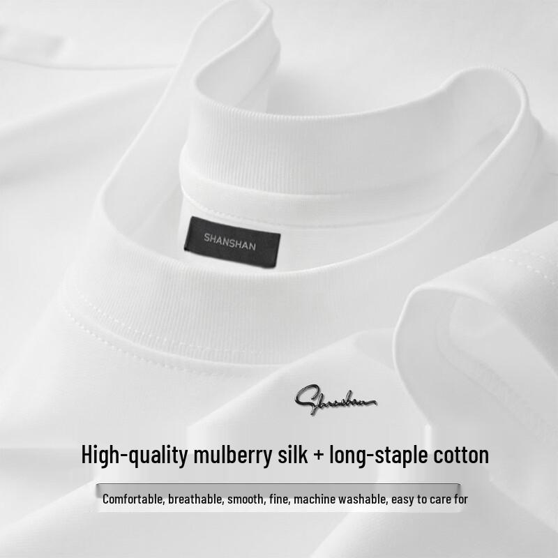 SHANSHAN Men s Mulberry Silk Blend Round Neck T-shirt L
