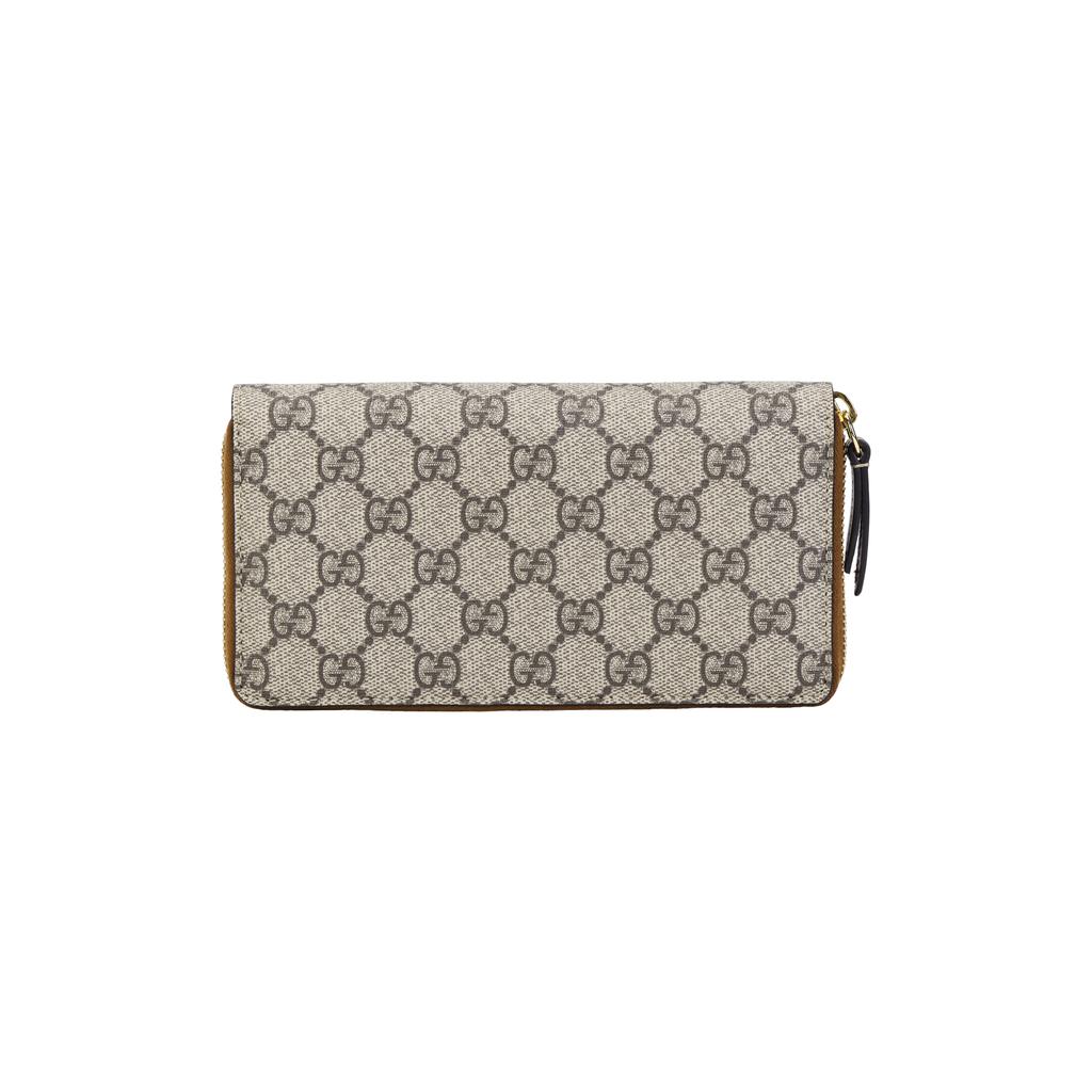 Gucci Vintage Logo Long Zipper Canvas And Leather Wallet Women wallet Ebony Brown 410102-KLQHG-8526