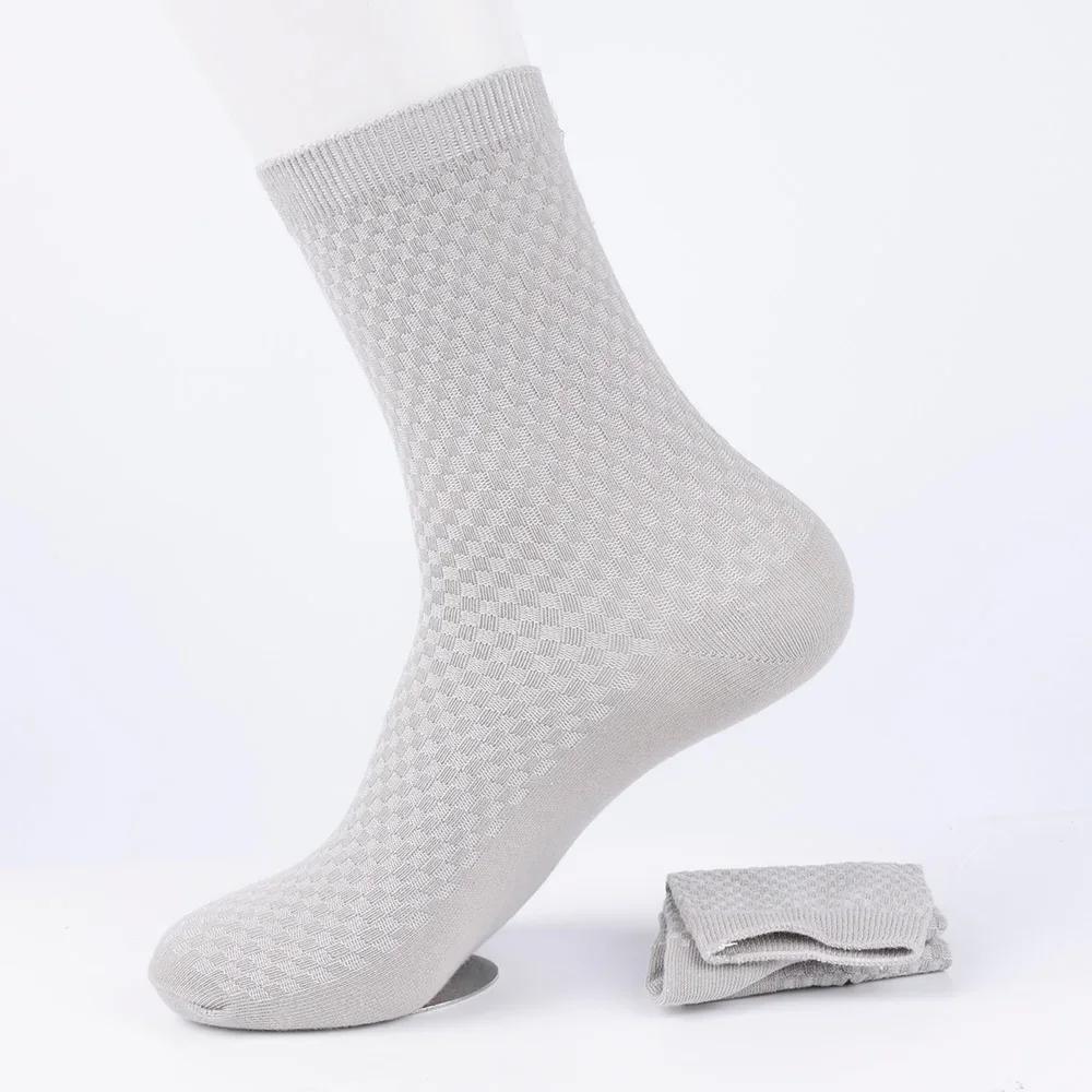Bamboo Fiber Men Socks High Quality Breatheable New Compression Solid Color Casual Business Anti-Bacterial Mid-tube Stockings