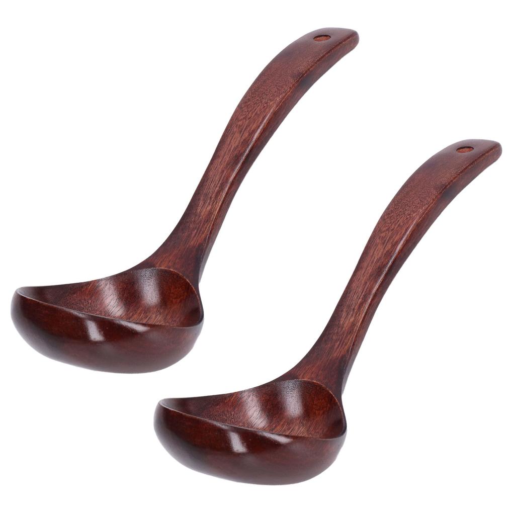 2Pcs Wooden Spoon Wood Scoop Ladle Long Handle Set Kit for Porridge Coffee Dessert9cm Spoon Width