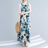 Long Skirt Summer New Sleeveless Round Neck Printed Mid Length Dress