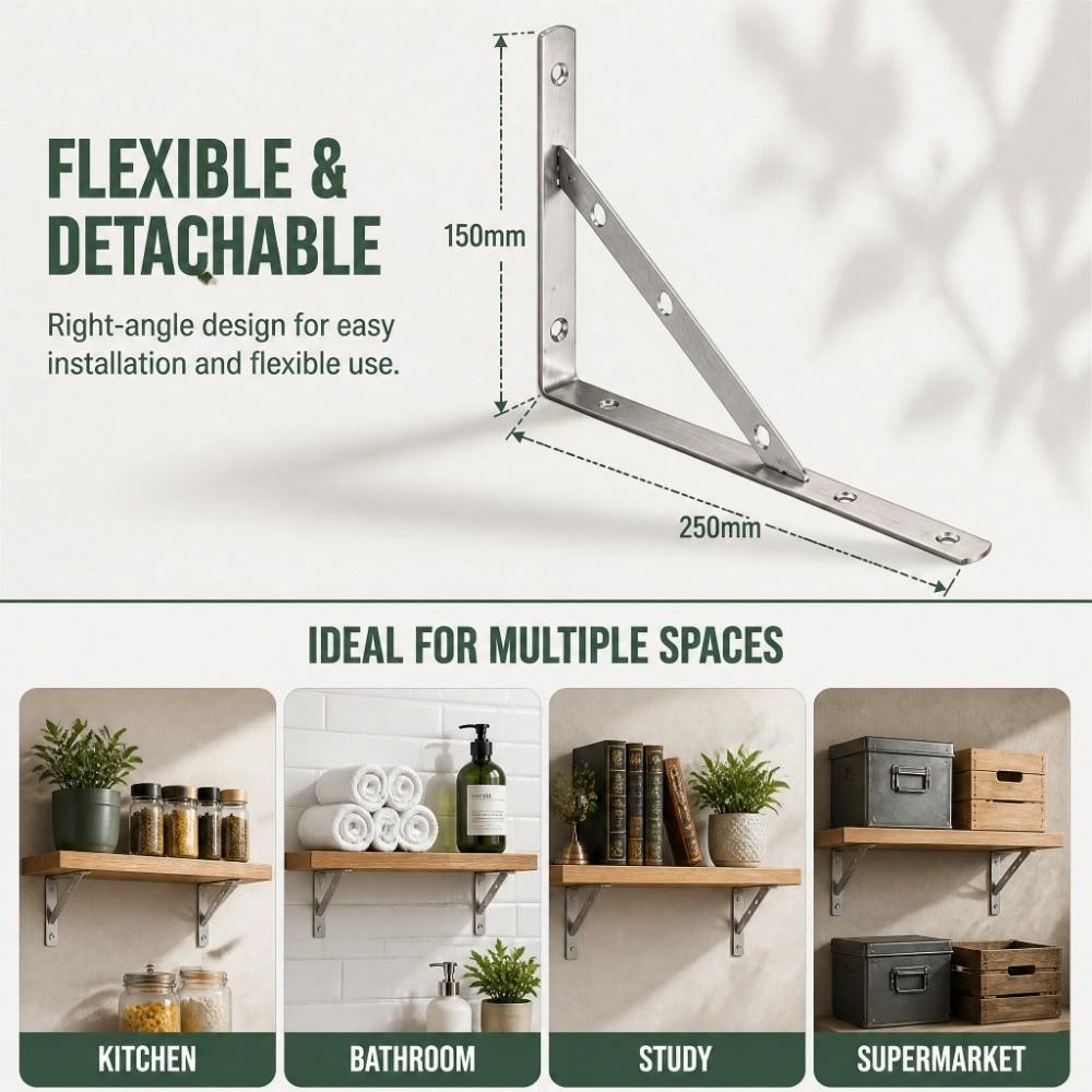 2pcs Thickened Shelf Brackets Right Angle Triangle Shelf Bracket Solid L Brackets Corner