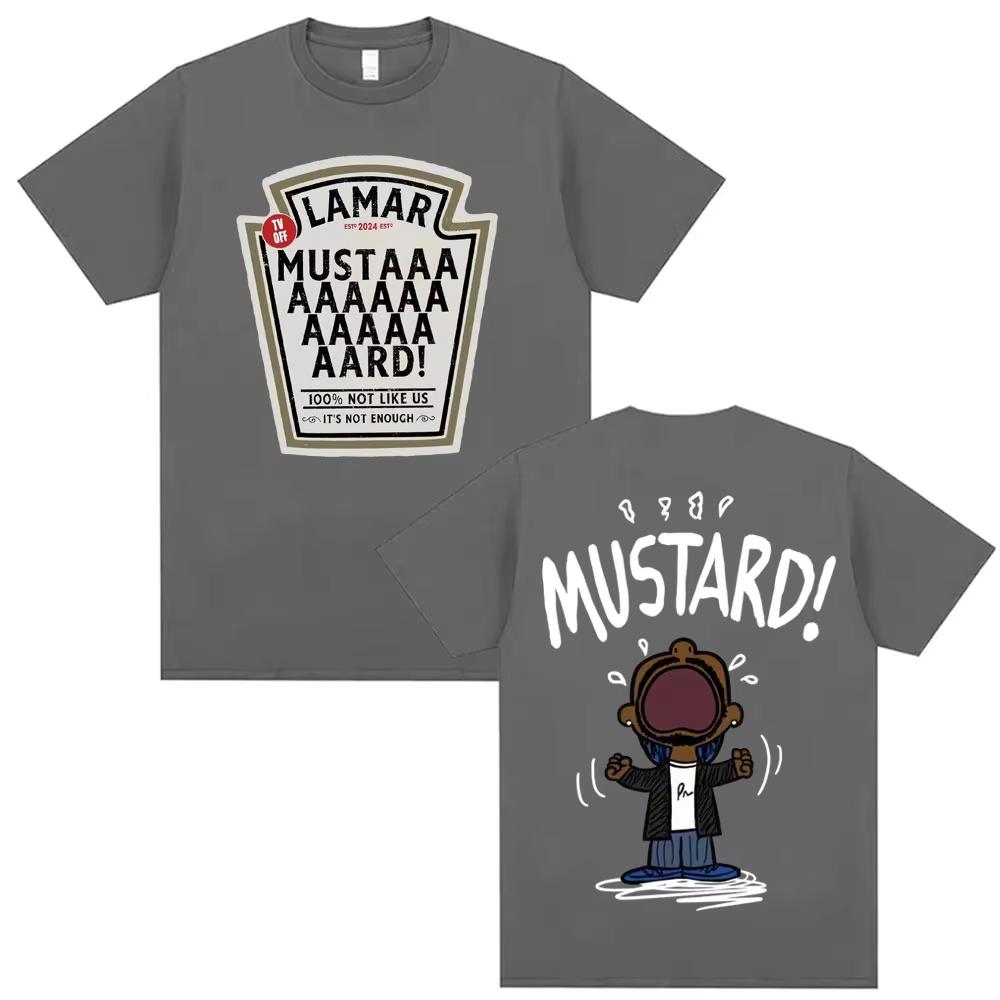 2026 Kendrick Lamar Mustard T Shirts Unisex Harajuku Hip Hop Short Sleeve Popular Music T Shirt Mens Casual Cotton Tshirt