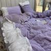Home Textile Winter Warm Lambswool Duvet Cover Bed Sheets and Pillowcases 4pcs Set Thick Coral Velvet Thin Comforter Bedding Set