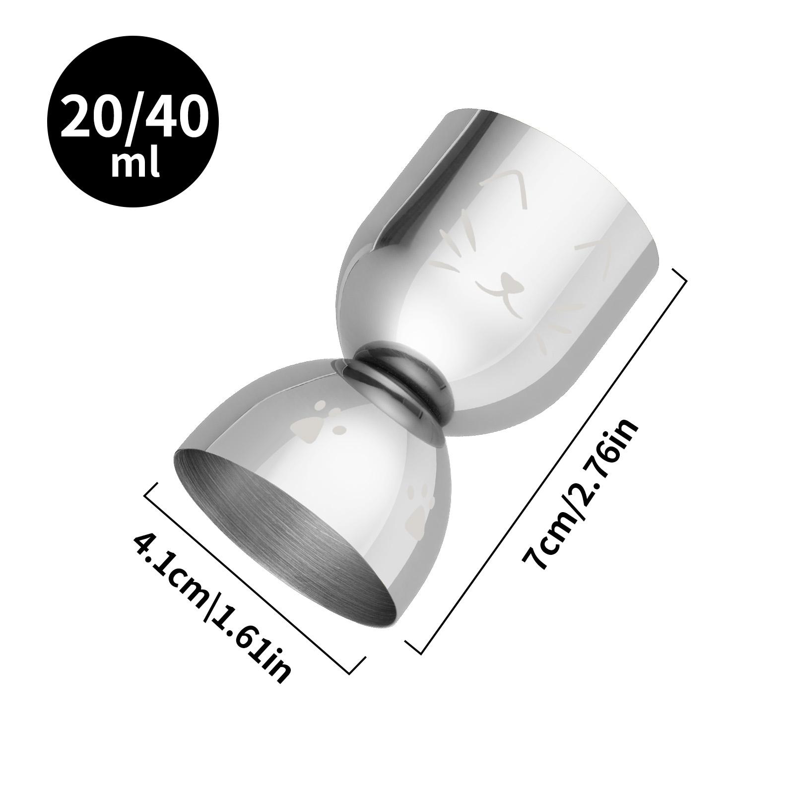 Bar Cocktail Jigger Measured Double 20ml 40ml Measuring Jiggers, Stainless Steel tools Cup shaker, Golden Silver Cat Measure Cup