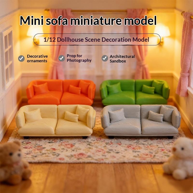 Miniature Sofa Model 1 12 Scale Dollhouse Furniture Soft Couch Decorative for Living Room Kids Room Display