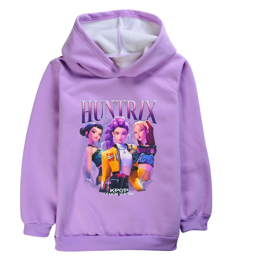 4992 Kids Girls Kpop Rumi Zoey Mira Print Casual Long Sleeves Velvet Warm Outerwear Hoodie Top