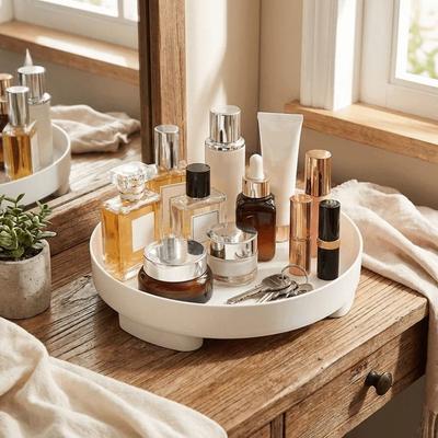 Nordic Style Round Storage Tray Minimalist Simple Desktop Sundries Organizer Plastic INS Snacks Container Home Decoration