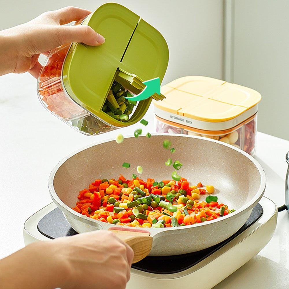 4 Grids Refrigerator Sealed Box BPA Free Kitchen Food Crisper Case Meal Preps