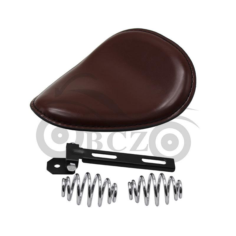 Harley Motorcycle Cruiser Seat: Glossy Brown with Black Iron Plate and Brown Spring Bracket Motorcycle Seat Cushion